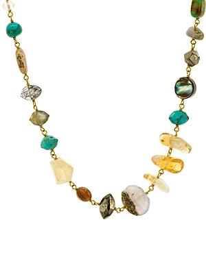 Chan Luu Multicolor Stone Statement Necklace In 18k Gold-plated Sterling Silver, 15