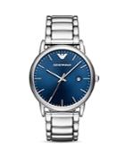 Emporio Armani Blue Dial Silver-tone Bracelet Watch, 43mm