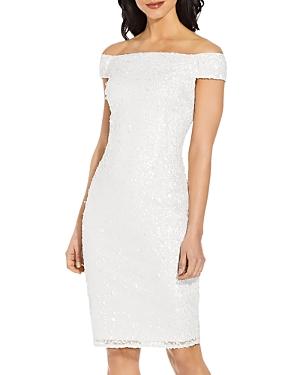 Adrianna Papell Sequined Off-the-shoulder Dress