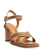 Schutz Women's Alita Woven Raffia High Block Heel Sandals