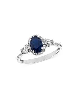 Bloomingdale's Oval Sapphire & Diamond Halo Ring In 14k White Gold - 100% Exclusive