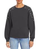 Lucy Paris Faux Pearl Embellished Sweatshirt