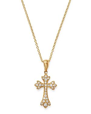 Bloomingdale's Diamond Small Cross Pendant Necklace In 14k Yellow Gold, 0.15 Ct. T.w. - 100% Exclusive