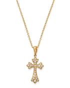 Bloomingdale's Diamond Small Cross Pendant Necklace In 14k Yellow Gold, 0.15 Ct. T.w. - 100% Exclusive