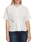 Vince Camuto Dot-textured Tie-front Blouse