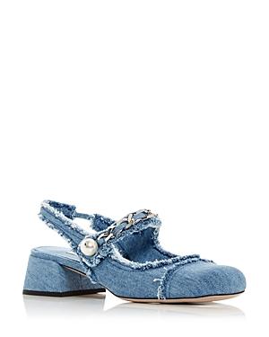 Miu Miu Women's Denim Slingback Cap Toe Pumps