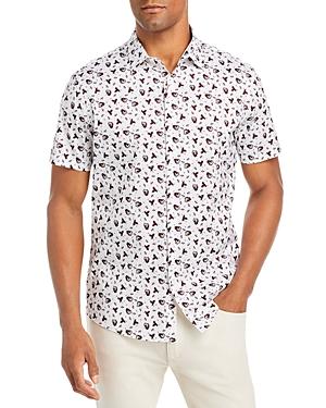 Michael Kors Cotton Stretch Tossed Floral Print Slim Fit Button Down Shirt