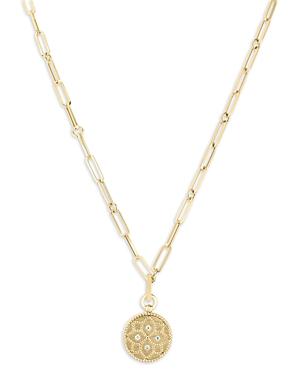 Roberto Coin 18k Yellow Gold Venetian Princess Diamond Floral Disc Pendant Necklace, 19
