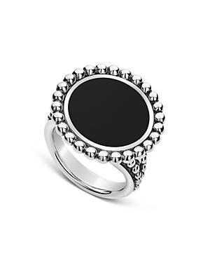 Lagos Sterling Silver Maya Onyx Circle Ring
