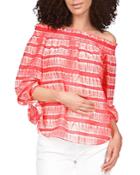 Michael Michael Kors Off-the-shoulder Shibori Print Top