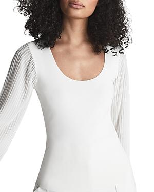 Reiss Rosalie Scoop Neck Sheer Sleeve Top