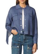 Sandro Galith Cropped Fringe Trim Cardigan