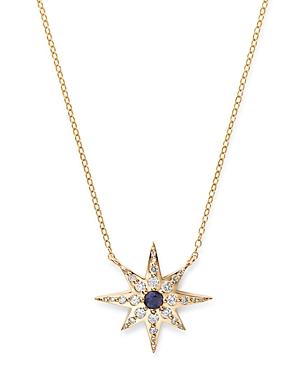 Bloomingdale's Diamond & Sapphire Starburst Pendant Necklace In 14k Yellow Gold, 17 - 100% Exclusive