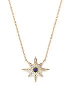 Bloomingdale's Diamond & Sapphire Starburst Pendant Necklace In 14k Yellow Gold, 17 - 100% Exclusive