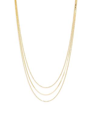Argento Vivo Ball & Herringbone Chain Layered Necklace In 14k Gold Plated Sterling Silver, 16-18