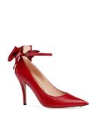 Gucci Women's Queen Margaret Leather Pointed Toe Ankle Strap Pumps