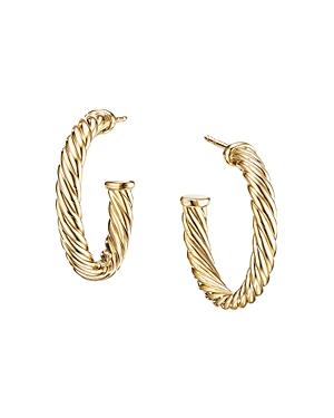 David Yurman Small Cablespira Hoop Earrings In 18k Yellow Gold