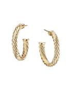 David Yurman Small Cablespira Hoop Earrings In 18k Yellow Gold