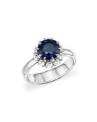 Roberto Coin Platinum Sapphire And Diamond Halo Ring