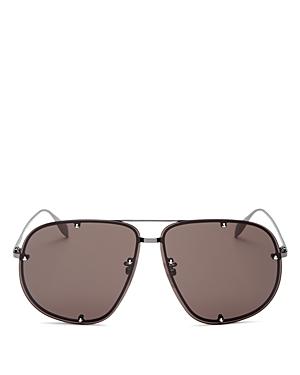 Alexander Mcqueen Unisex Brow Bar Aviator Sunglasses, 64mm