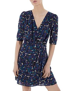 The Kooples Neon Flowers Faux Wrap Dress