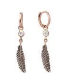 Kismet By Milka 14k Rose Gold Diamond Feather Hoop Earrings