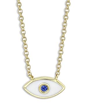 Moon & Meadow 14k Yellow Gold Enamel & Blue Sapphire Evil Eye Pendant Necklace, 18