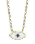 Moon & Meadow 14k Yellow Gold Enamel & Blue Sapphire Evil Eye Pendant Necklace, 18