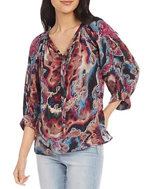 Karen Kane Marble Print Blouson Sleeve Top