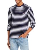 Maison Kitsune Marin Cotton Stripe Fox Patch Long Sleeve Tee