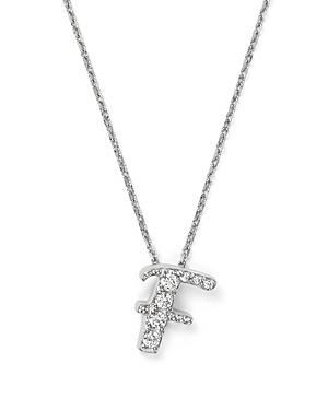 Diamond Initial F Pendant Necklace In 14k White Gold, .08 Ct. T.w.