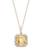 Bloomingdale's Citrine & Diamond Halo Pendant Necklace In 14k Yellow Gold, 18 - 100% Exclusive