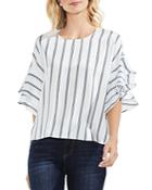 Vince Camuto Striped Ruffle-sleeve Top