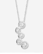 Diamond Station Pendant Necklace In 14k White Gold, .40 Ct. T.w.