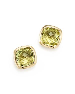 Lemon Quartz Square Stud Earrings In 14k Yellow Gold - 100% Exclusive