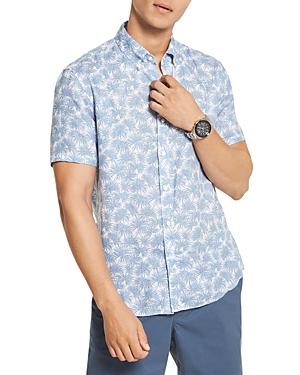 Michael Kors Linen Palm Print Slim Fit Button Down Shirt