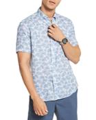 Michael Kors Linen Palm Print Slim Fit Button Down Shirt