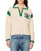 Sandro Embroidered Crochet Sweater