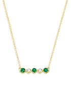 Bloomingdale's Emerald And Diamond 5-stone Bar Necklace In 14k Yellow Gold, 16 - 100% Exclusive