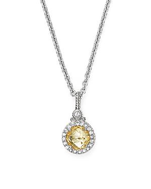 Judith Ripka Round Pave Pendant Necklace With White Sapphire And Canary Crystal, 17
