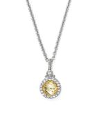 Judith Ripka Round Pave Pendant Necklace With White Sapphire And Canary Crystal, 17