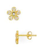 Aqua Pave Daisy Stud Earrings In 18k Gold Tone-plated Sterling Silver Or Platinum-plated Sterling Silver - 100% Exclusive