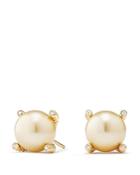 David Yurman Solari South Sea Yellow Cultured Pearl Earrings With Diamonds In 18k Gold