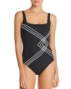 Gottex Sinatra Piped Square Neck One Piece Swimsuit