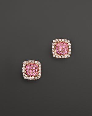 Dana Rebecca Designs Emily Sarah Earrings In 14k Rose Gold With Diamonds And Pink Sapphire