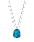 Meira T 14k Yellow And White Gold Chrysocolla Doublet Necklace With Diamond Charms, 20
