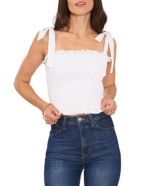 1.state Tie Shoulder Smocked Cotton Top