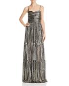 Rebecca Vallance Bellagio Metallic Tiered Gown