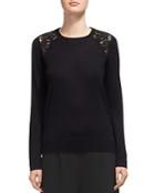 Whistles Lace-inset Merino Wool Sweater