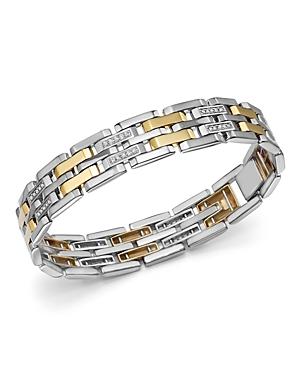 Bloomingdale's Diamond Men's Bracelet In 14k Yellow Gold & Sterling Silver, 0.50 Ct. T.w. - 100% Exclusive